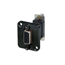 15-POLE D-SUB FEEDTHROUGH, FEMALE - FEMALE, BLACK HOUSING