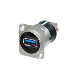 D-SIZE USB 3.0 FEED-THROUGH USB-A TO USB-B (REVERSIBLE) NICKEL SHELL