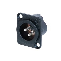 MALE 3-PIN DLX-SERIES WITH SOLDER TERMINALS & LATCH WITH BLACK BODY & SILVER PINS