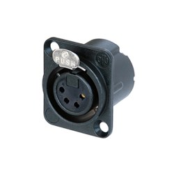 FEMALE 4-PIN W SOLDER TERMINAL & LATCH WITH BLACK BODY AND GOLD PINS