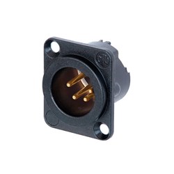 MALE 4-PIN W SOLDER TERMINALS AND LATCH WITH BLACK BODY AND GOLD PINS