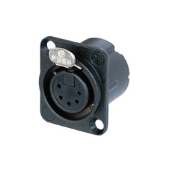 FEMALE 5-PIN W SOLDER TERMINAL & LATCH WITH BLACK BODY AND GOLD PINS