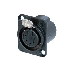 FEMALE 5-PIN W SOLDER TERMINAL & LATCH WITH BLACK BODY AND SILVER PINS