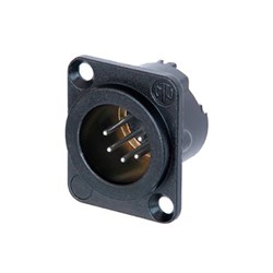 5 pin male XLR D chassis black silver pins