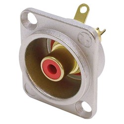RECESSED RCA SOCKET NICKEL SHELL RED INSULATOR