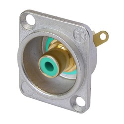 RECESSED RCA SOCKET NICKEL SHELL GREEN INSULATOR