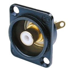 RECESSED RCA SOCKET BLACK SHELL WHITE INSULATOR