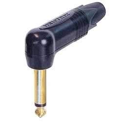 RIGHT ANGLE MONO JACK PLUG GOLD CONTACTS/ BLACK SHELL