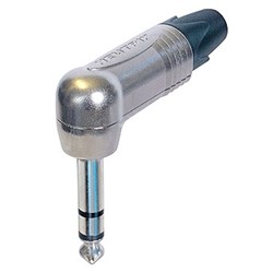 RIGHT-ANGLE JACK PLUG - STEREO NICKEL CONTACTS/ NICKEL SHELL