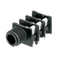 PCB-MOUNT JACK SOCKETS W/OUT NUTS, STEREO, SWITCHED, FULLY THREADED NOSE, CHASSIS GROUND