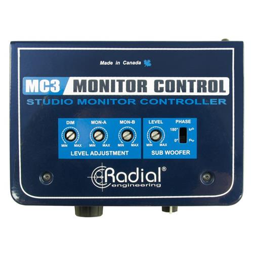 Radial MC3 - Passive monitor controller, dual output, sub control, w/ headphone amp 