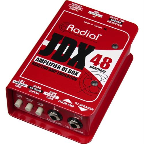 Radial JDX 48 - Class-A Reactive DI Box for Guitar Amp - +48V Phantom Powered / 15VDC  