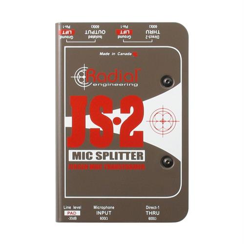 Radial JS2 - Mic splitter, passive with 1-input, 2-direct outs & 1 Jensen isolated output 