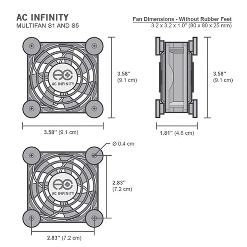 Multifan S1 Spot cooler 1 x 80mm fan 736LPM @17dBA AC Infinity