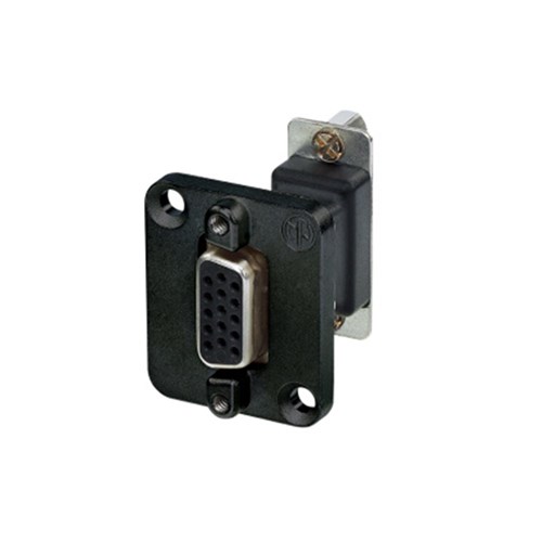 15-POLE D-SUB FEEDTHROUGH, FEMALE - FEMALE, BLACK HOUSING