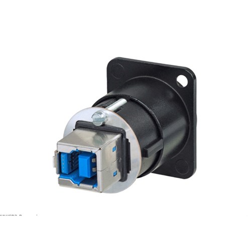 D-SIZE USB 3.0 FEED-THROUGH USB-A TO USB-B (REVERSIBLE) BLACK SHELL