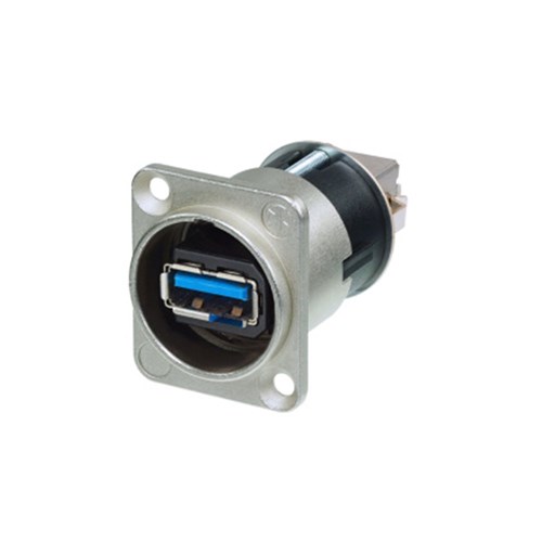 D-SIZE USB 3.0 FEED-THROUGH USB-A TO USB-B (REVERSIBLE) NICKEL SHELL