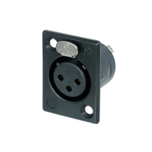 FEMALE PANEL 3-PIN CONNECTOR BLACK.GOLD PINS