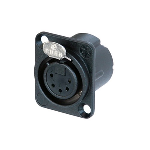 FEMALE 5-PIN W SOLDER TERMINAL & LATCH WITH BLACK BODY AND GOLD PINS