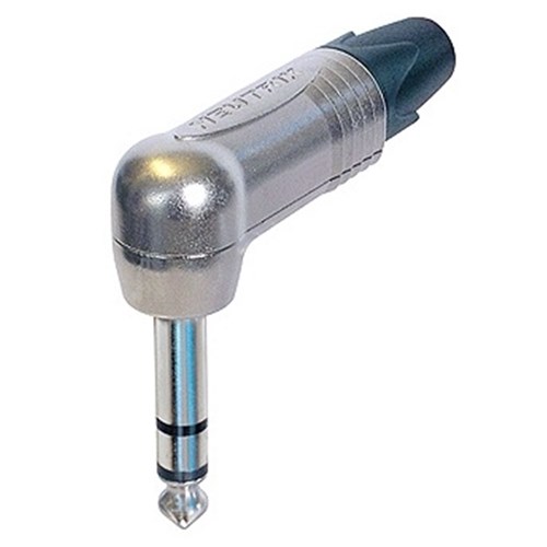 RIGHT-ANGLE JACK PLUG - STEREO NICKEL CONTACTS/ NICKEL SHELL