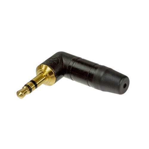RIGHT ANGLE STEREO MINI JACK PLUG BLACK/GOLD