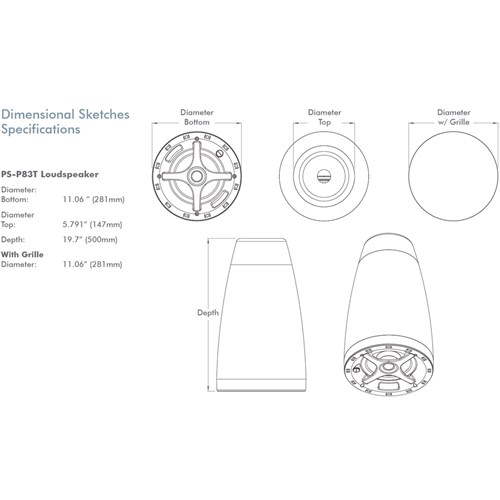 PS-P83T 8in White Pendant Professional Series Sonance