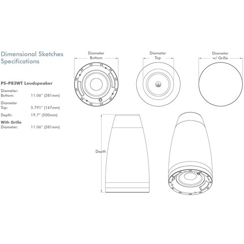 PS-P83WT 8in Woofer White Pendant Professional Series Sonance